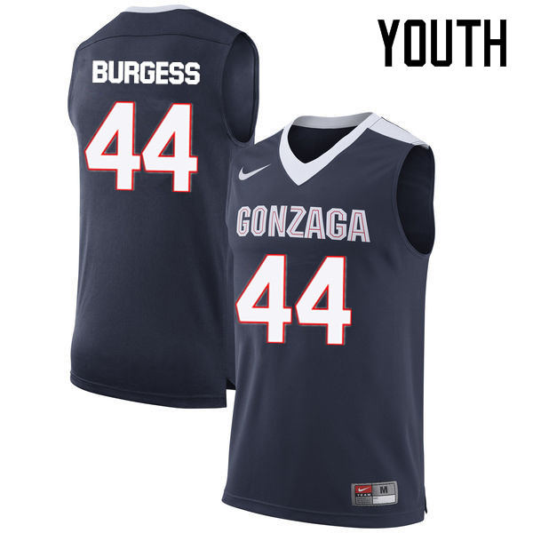 Youth #44 Frank Burgess Gonzaga Bulldogs College Basketball Jerseys-Navy